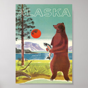 Póster Viaje de Alaska con oso