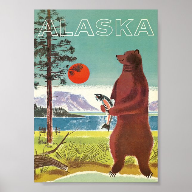 Póster Viaje de Alaska con oso (Frente)