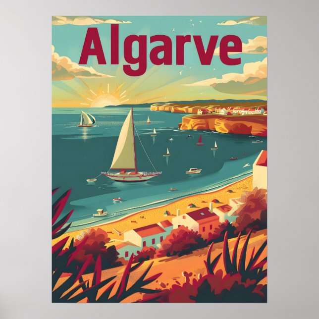 Póster Viaje de Algarve Vintage (Frente)