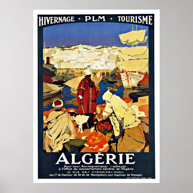 Póster Viaje de algerie Vintage (Frente)