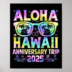 Póster Viaje de aniversario de Aloha Hawaii 2025 Pareja a