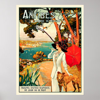 Póster Viaje de Antibes Vintage Cote d'Azur