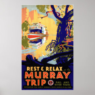Póster Viaje de Australia a Viaje de Murray Vintage