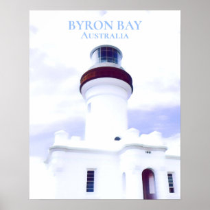 Póster Viaje de Australia del faro de la bahía de Byron