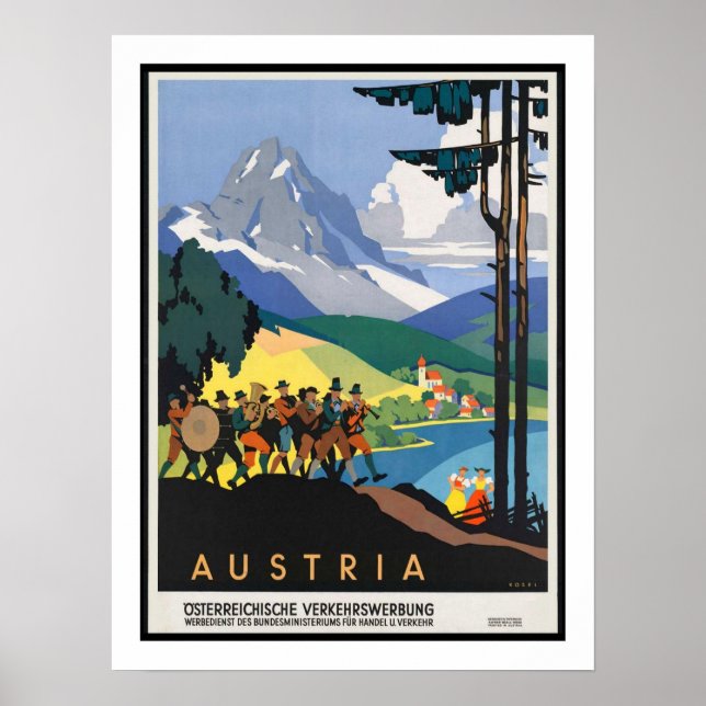 Póster Viaje de Austria Vintage (Frente)