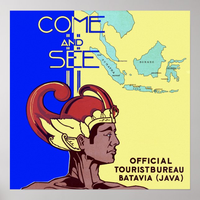 Póster Viaje de Batavia Java Jakarta Indonesia (Frente)