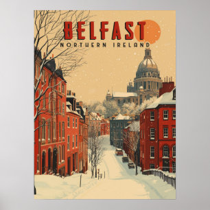 Póster Viaje de Belfast de invierno de época