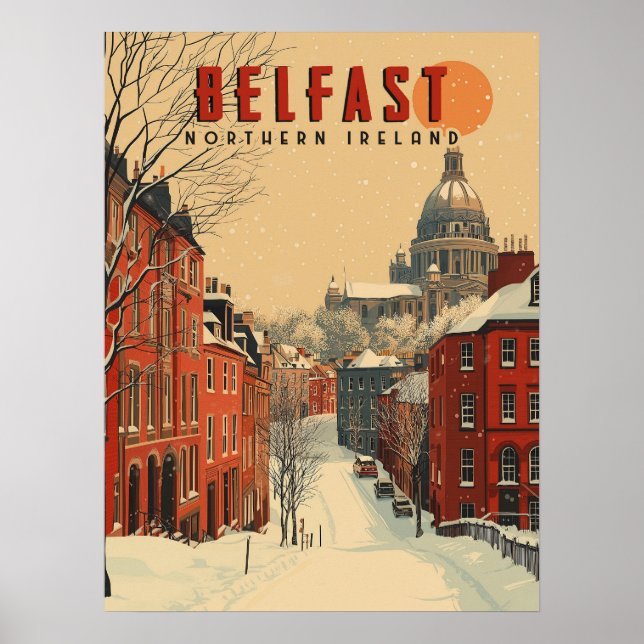Póster Viaje de Belfast de invierno de época (Frente)