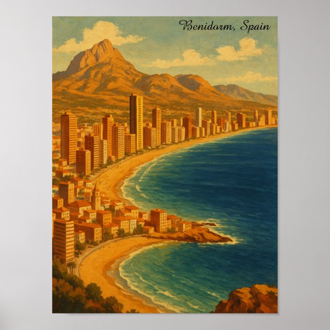 Póster Viaje de Benidorm Costa Blanca España (Frente)