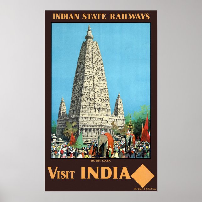 Póster Viaje de Bodh Gaya en India (Frente)
