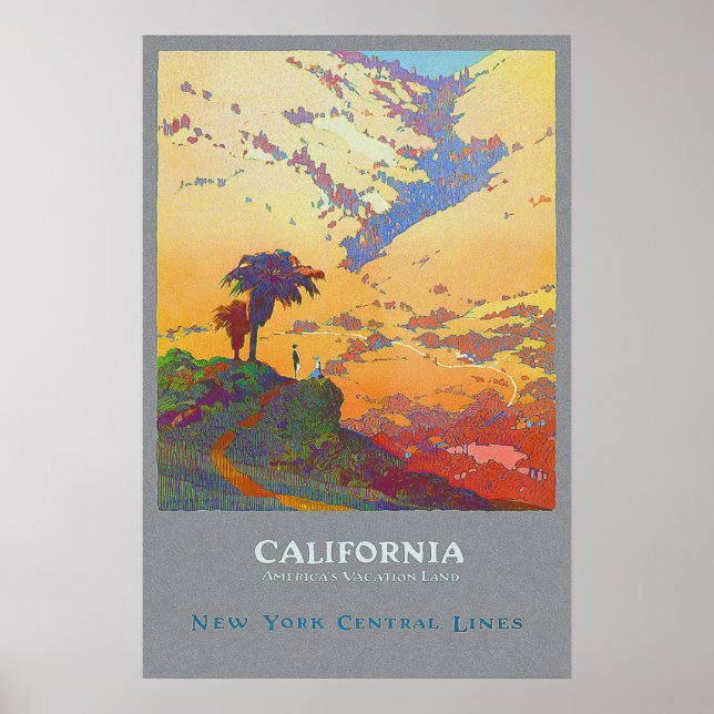 Póster Viaje de California Vintage (Frente)