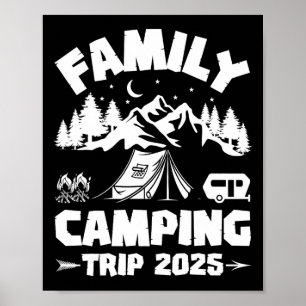 Póster Viaje de camping familiar 2025 con equipo de veran