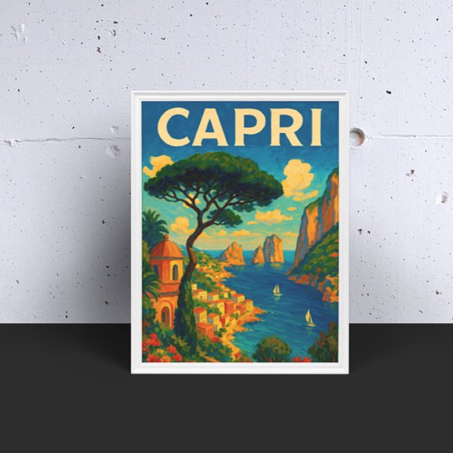 Póster Viaje de Capri Italia (Vintage Capri Italy Travel Poster)