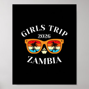 Póster Viaje de chicas 2026 Zambia Vacaciones de primaver