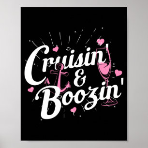 Póster Viaje de chicas de hombres Cruisin Boozin divertid