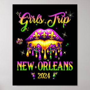 Póster Viaje de chicas Nueva Orleans 2024 Mardi Gras Mask