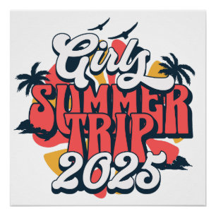 Póster Viaje de chicas Vacaciones de verano 2025 Fin de s