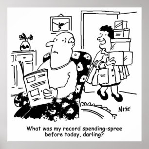 Póster Viaje de compras. Gasto de registro. Sobreviviendo