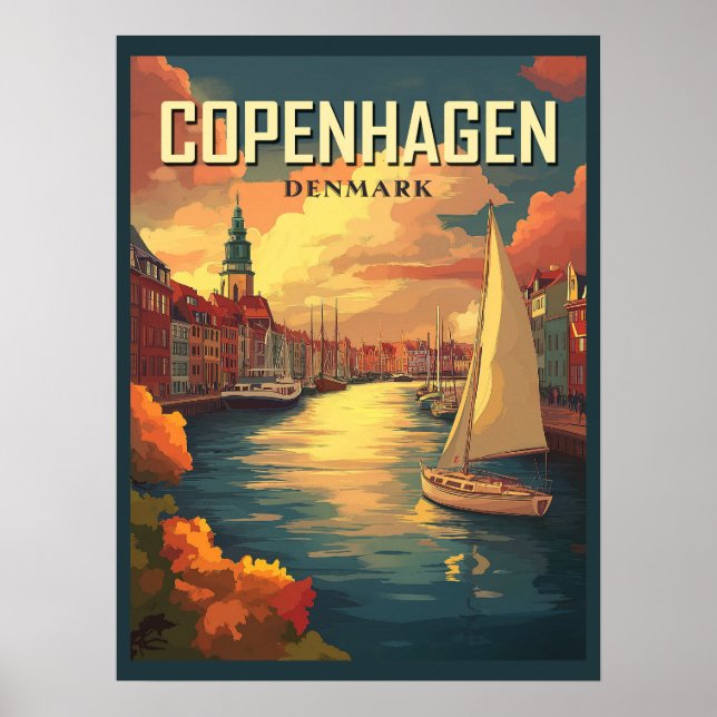 Póster Viaje de Copenhague Dinamarca (Frente)