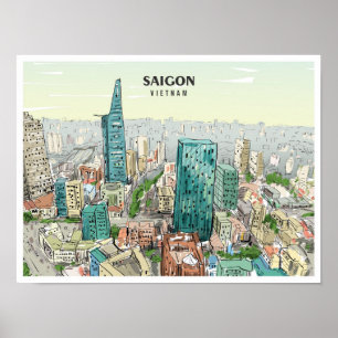 Póster Viaje de cosecha artística de Saigon Vietnam