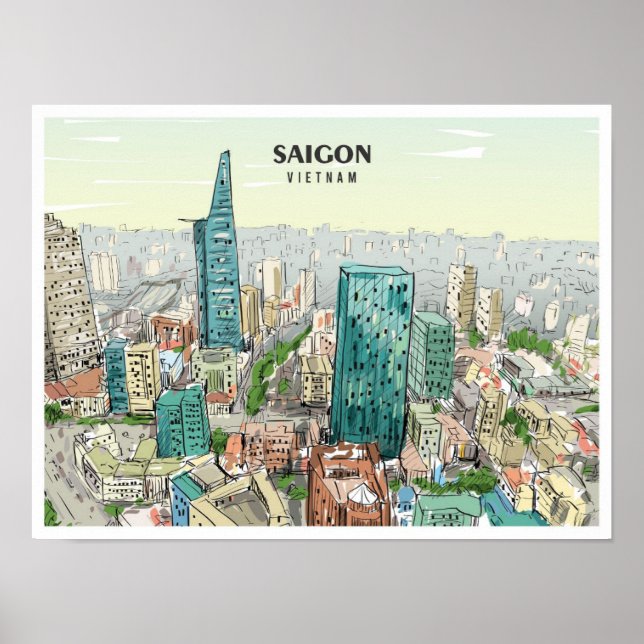 Póster Viaje de cosecha artística de Saigon Vietnam (Frente)