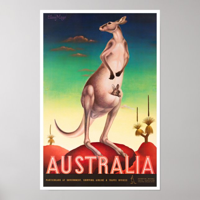 Póster Viaje de cosecha de canguro en Australia (Frente)