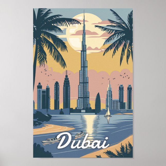 Póster Viaje de cosecha de Dubai de los Emiratos Árabes U (Frente)