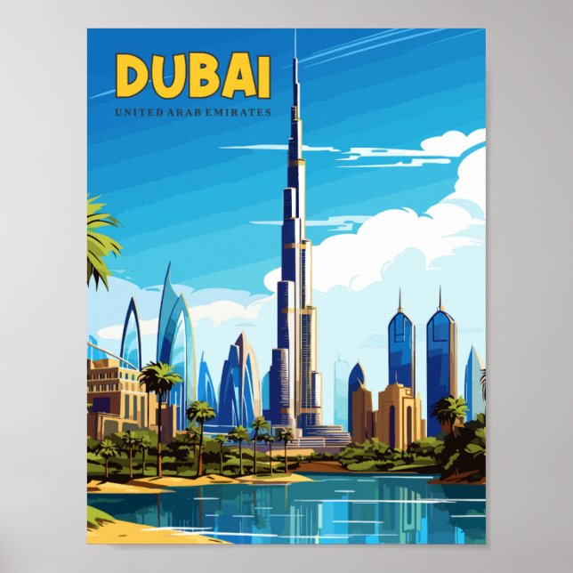 Póster Viaje de cosecha de Dubai en los Emiratos Árabes U (Frente)