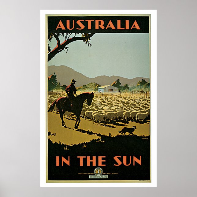 Póster Viaje de cosecha de ovejas de Australia (Frente)