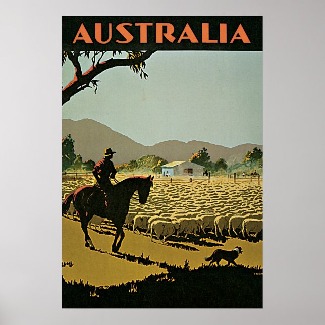 Póster Viaje de cosecha de ovejas de Australia (Frente)