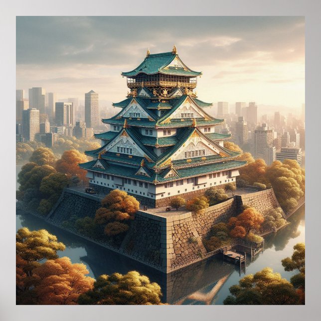 Póster Viaje de cosecha de paisajes de Japón del Castillo (Frente)