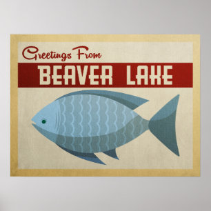 Póster Viaje de cosecha de pescado azul Beaver Lake
