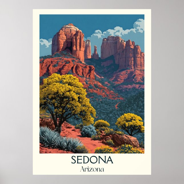Póster Viaje de cosecha de Sedona Arizona | Rock rojo ret (Frente)