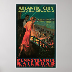 Póster Viaje de cosecha de vintage de Atlantic City New J