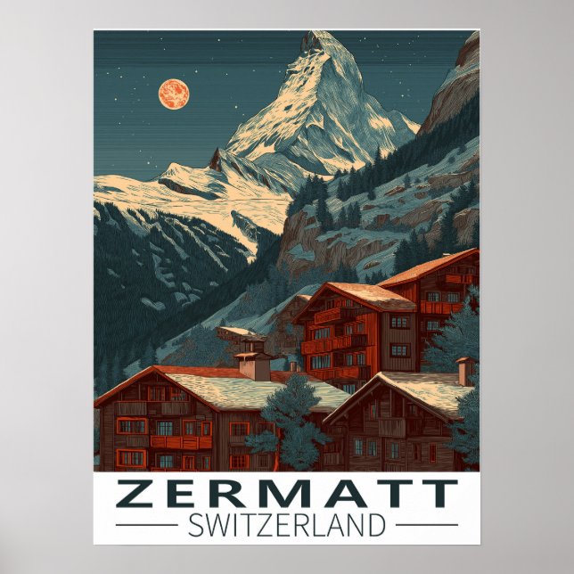 Póster Viaje de cosecha de zermatt Matterhorn (Frente)