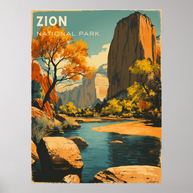 Póster Viaje de cosecha del Parque Nacional Zion (Frente)