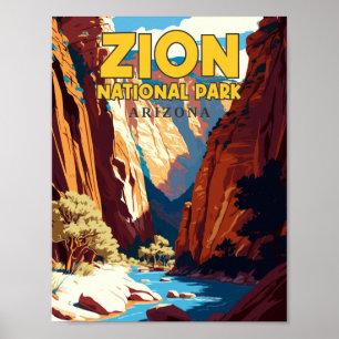 Póster Viaje de cosecha del Parque Nacional Zion Arizona