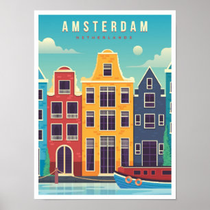 Póster Viaje de cosecha en Amsterdam Países Bajos