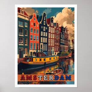 Póster Viaje de cosecha en Amsterdam Países Bajos
