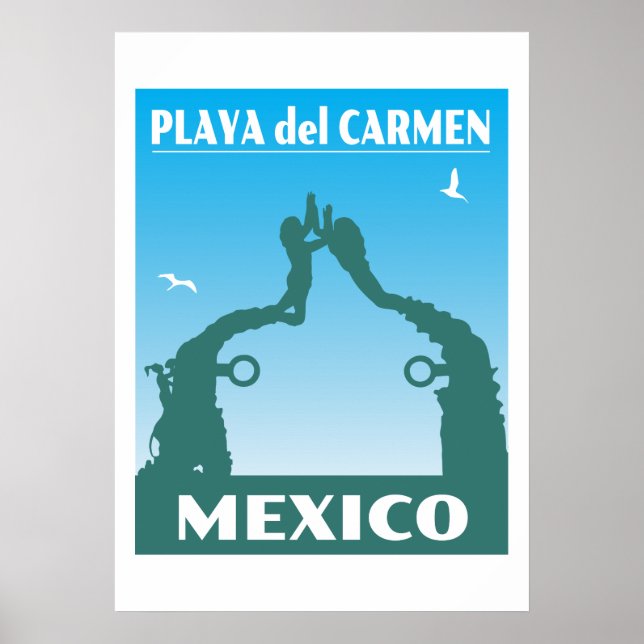 Póster Viaje de cosecha México Souvenir Playa del Carmen (Frente)