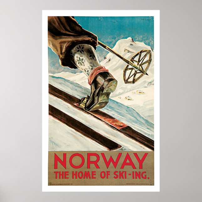 Póster Viaje de cosecha para deportes de esquí de Noruega (Frente)