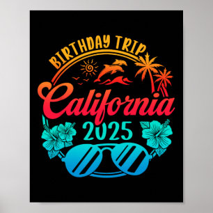 Póster Viaje de cumpleaños a California 2025 Crucero Vaca
