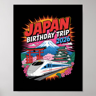 Póster Viaje de cumpleaños a Japón 2026 Tokio Osaka Flor