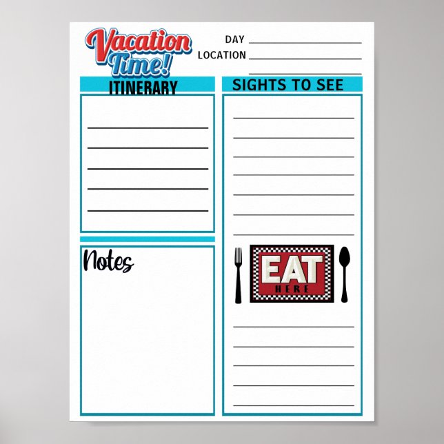 Póster Viaje de descarga instantánea de VACACIONES (Frente)