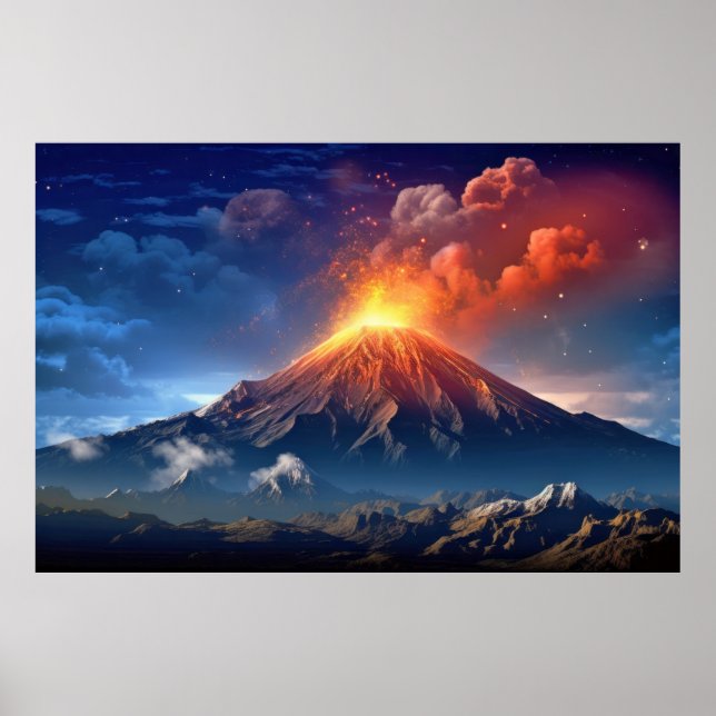 Póster Viaje de descubrimiento de paisajes volcánicos (Frente)