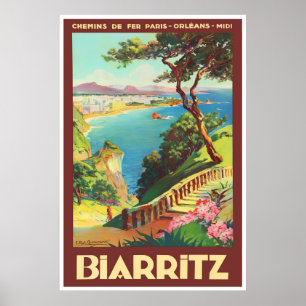 Póster Viaje de época de Biarritz France 25x37