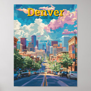 Póster Viaje de época de Denver Colorado USA