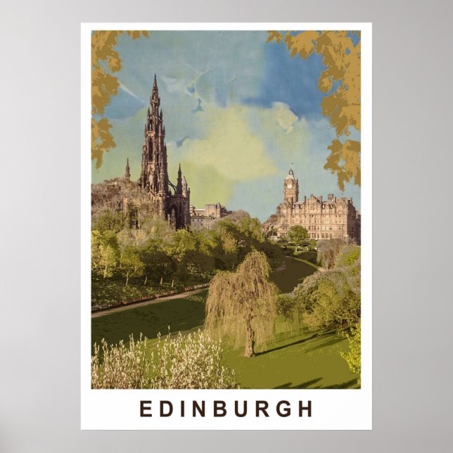 Póster Viaje de época de Edimburgo Inglaterra (Frente)