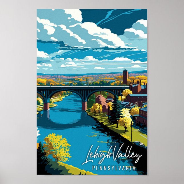 Póster Viaje de época de Lehigh Valley Pennsylvania USA (Frente)