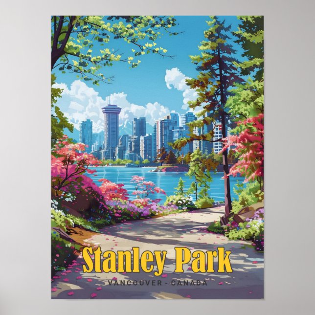 Póster Viaje de época de Stanley Park Vancouver Canada (Frente)